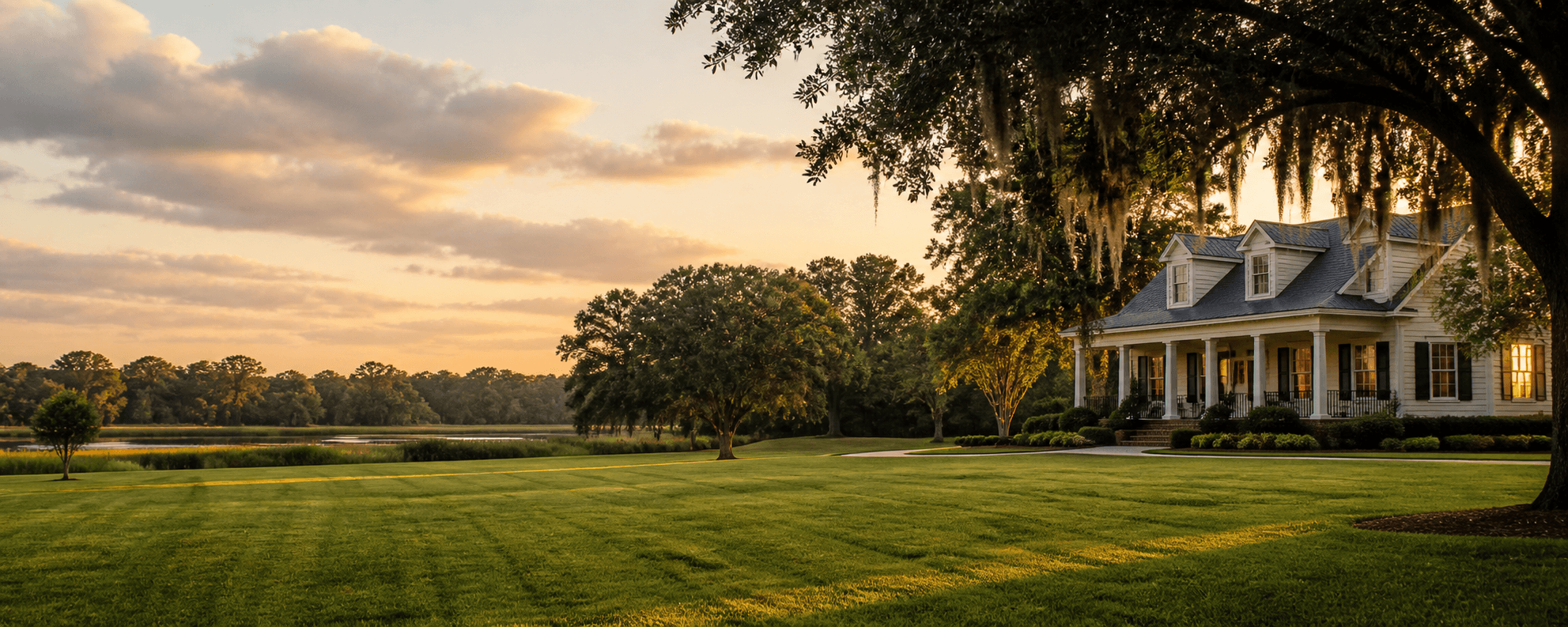 Healthy striped Southern lawn